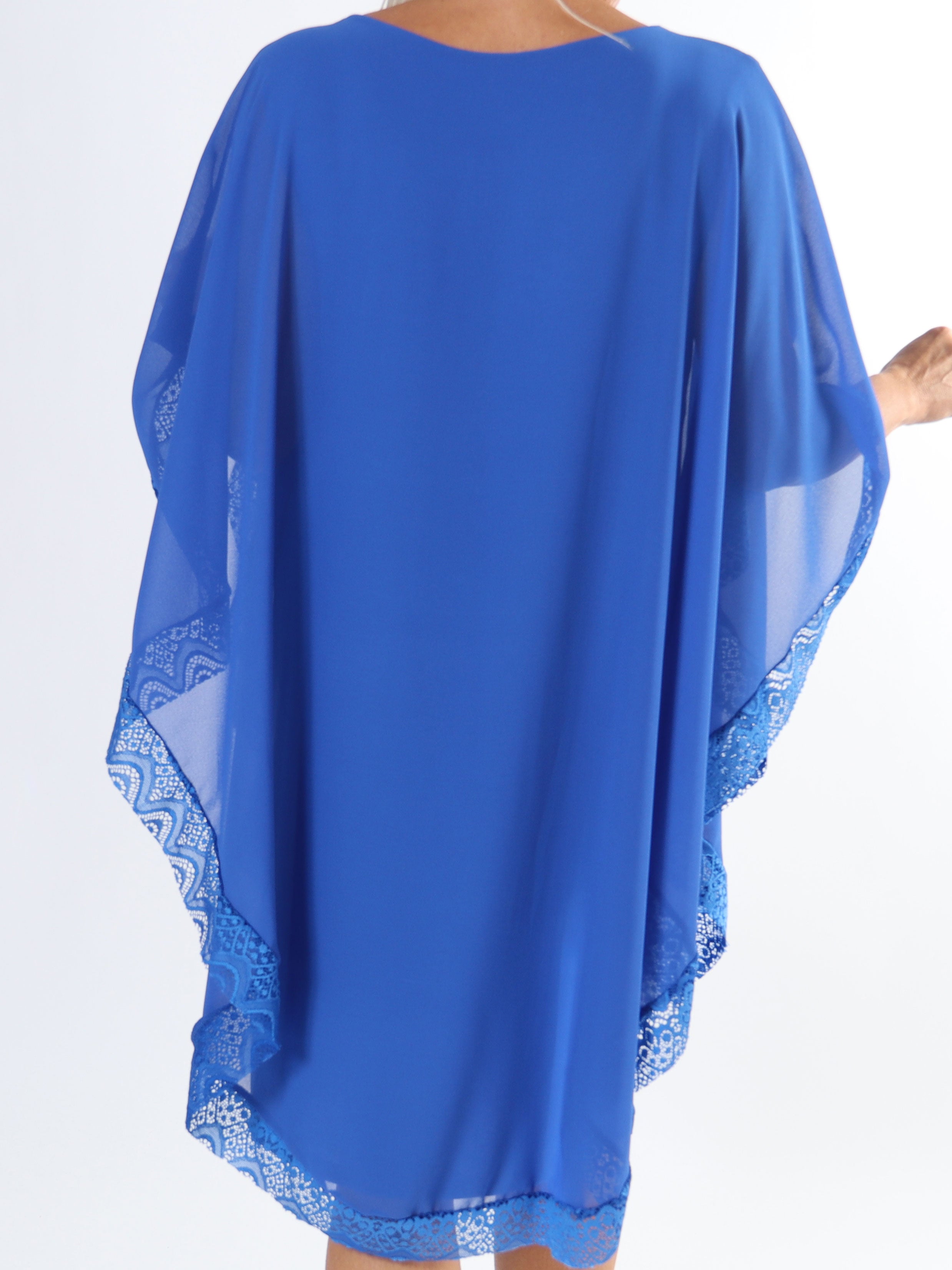 Kenya Edge - Plus size tunikakjole med chiffonlag og blondekant